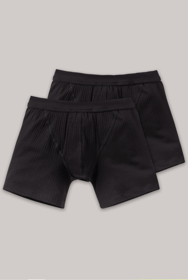 Schiesser Authentic short, 2 pack in wit en zwart verkrijgbaar