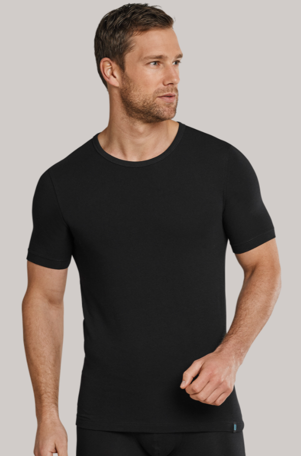 Schiesser 95/5 t-shirt ronde hals in wit en zwart verkrijgbaar