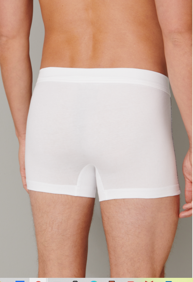 Schiesser 95/5 short, 3 pack wit met grijs-gemêleerde zijstrepen