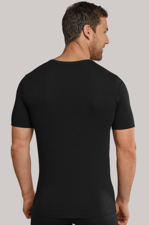 Schiesser 95/5 t-shirt ronde hals in wit en zwart verkrijgbaar