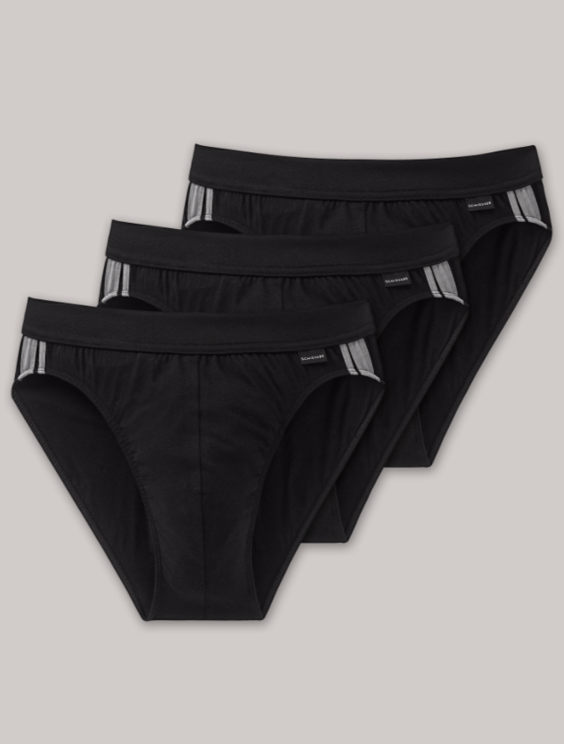 Schiesser Essential Rio-slip, 3 pack, in wit en zwart verkrijgbaar