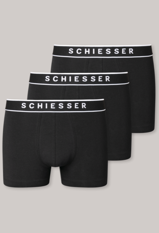 Schiesser 95/5 short, 3-pack, zwart