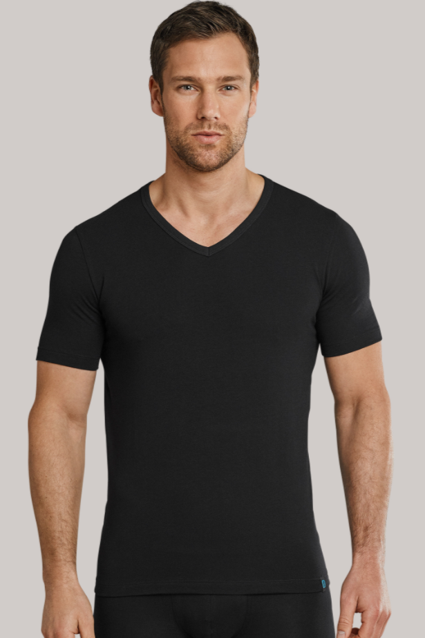 Schiesser 95/5 t-shirt v-hals, in wit en zwart verkrijgbaar