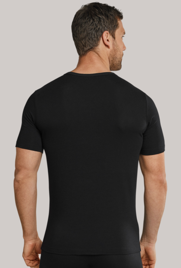 Schiesser 95/5 t-shirt v-hals, in wit en zwart verkrijgbaar